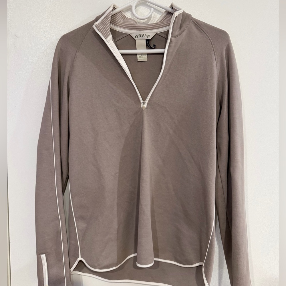 Orvis Men's Taupe Zip-Up Sweater